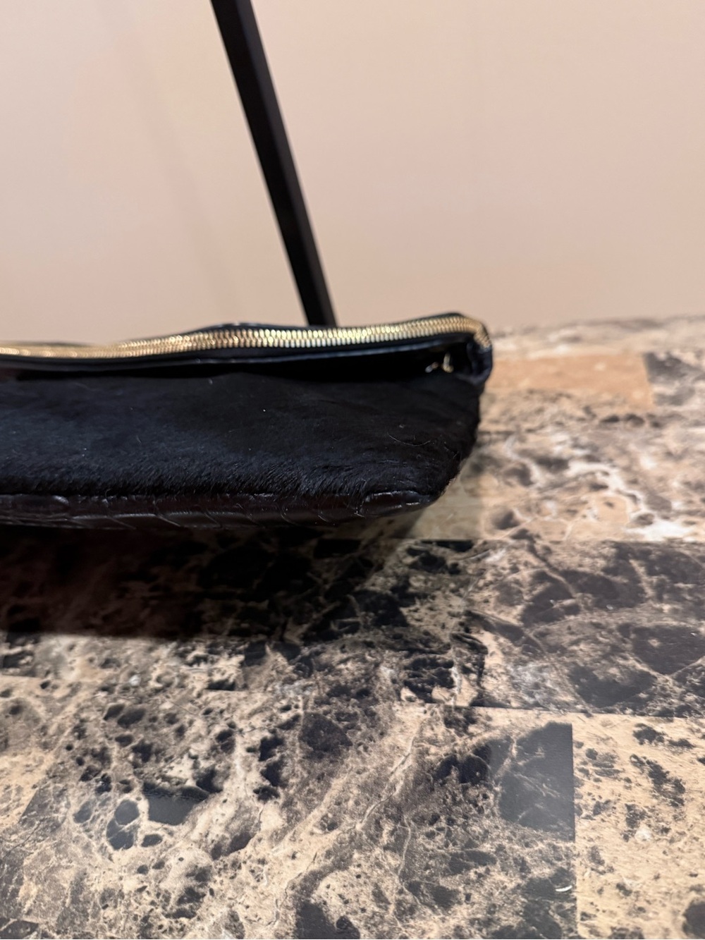 Henri Bendel Black Calf Hair & Croc Embossed Convertible Crossbody Clutch Bag - Picture 6 of 15